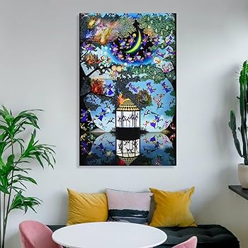 Amazon.co.jp: 藤城清治版 魔法の森に燃える再生炎 絵画